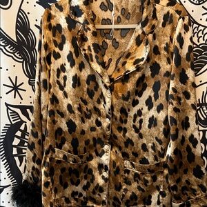 Leopard Print Women's Jacket with Black Accents